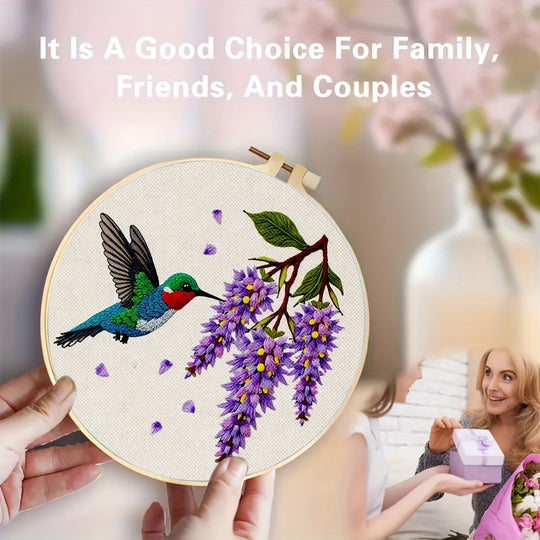 Hummingbird And Purple Flowers