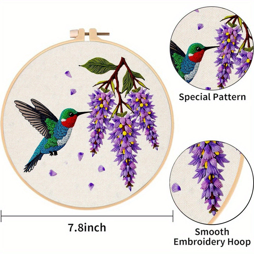 Hummingbird And Purple Flowers