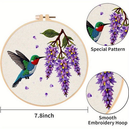 Hummingbird And Purple Flowers